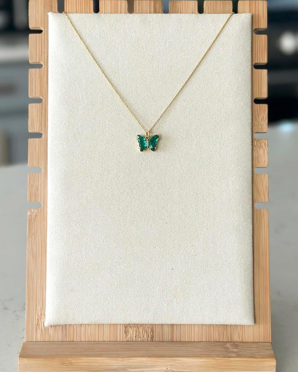 Dainty Emerald Butterfly Necklace