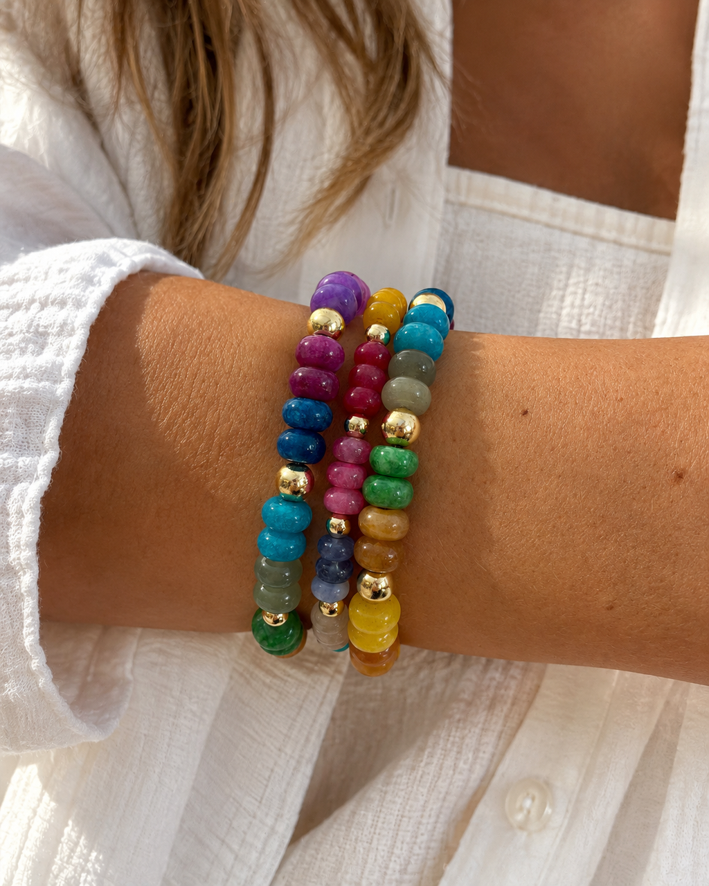 Multi Color Gemstone Bracelet Stack