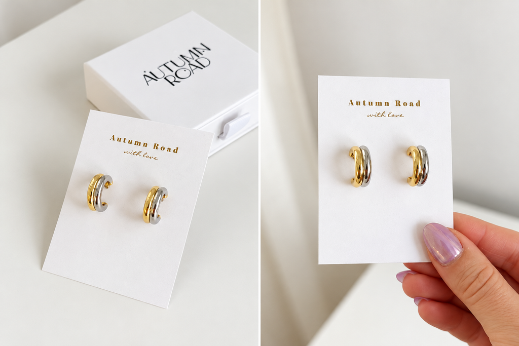 Mixed-Metal Huggie Earrings