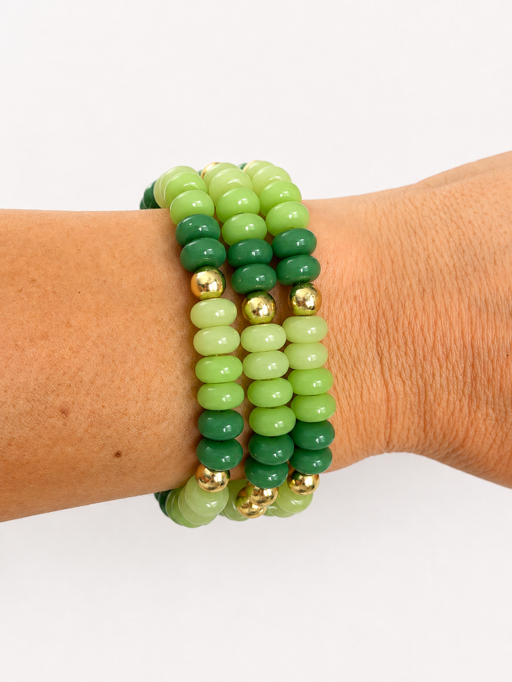 Green Multi Color Gemstone Bracelet Stack
