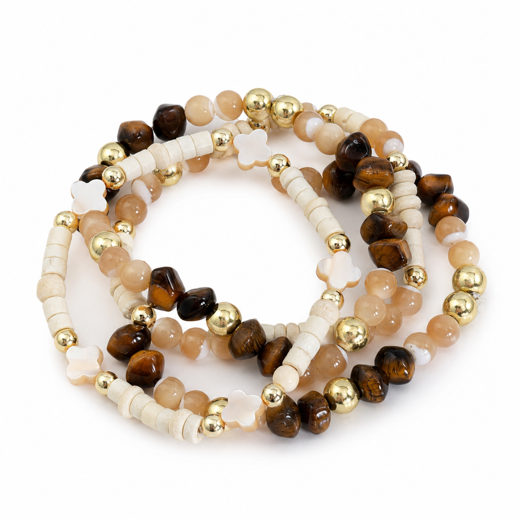 Maria Neutral Stone Bracelet Stack