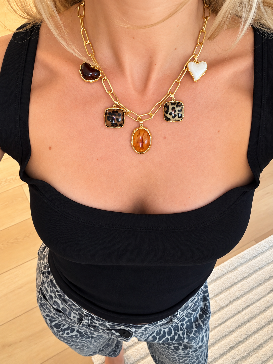 Animal Print Gold Filled Charm Necklace