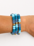 Blue Multi Color Gemstone Bracelet Stack
