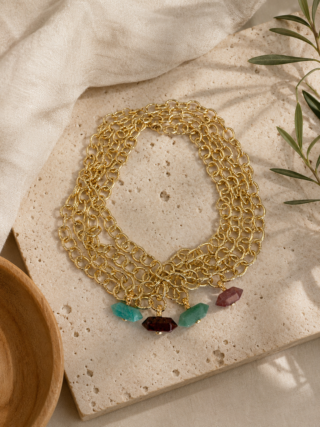 T Bar Stone Pendant Necklace
