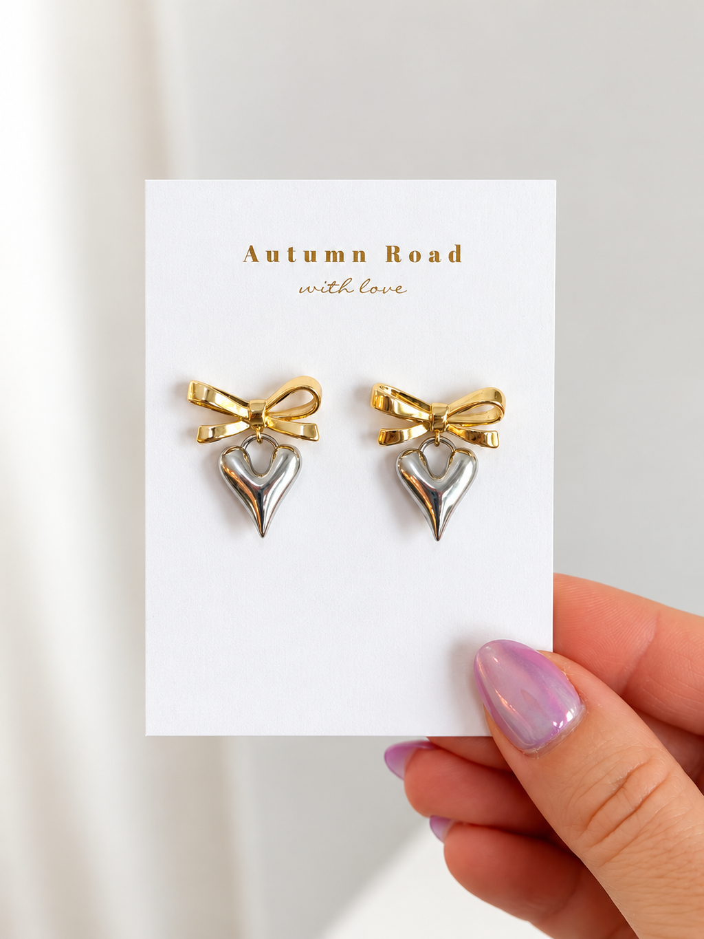 Mixed-Metal Heart Drop Earrings