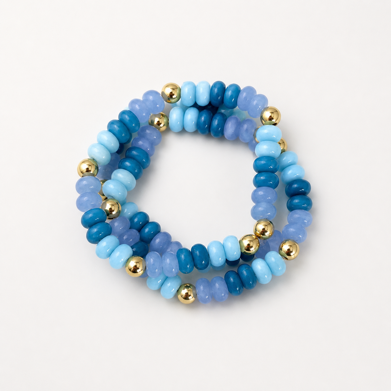 Blue Multi Color Gemstone Bracelet Stack