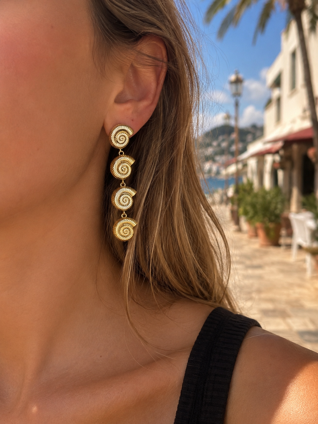Conch Seashell Drop Earrings