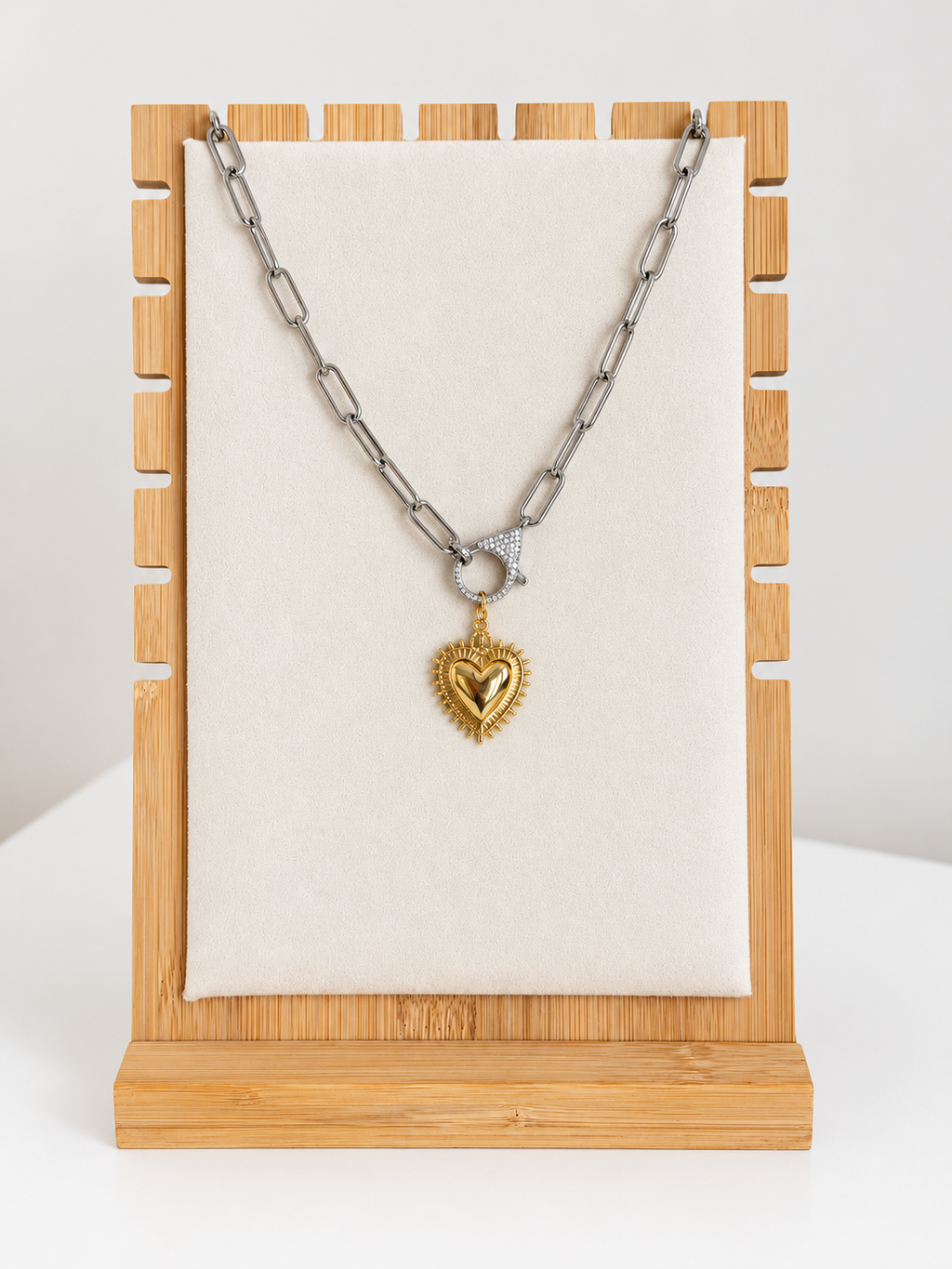 Mixed-Metail Lobster Clasp Charm Necklace