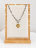 Mixed-Metail Lobster Clasp Charm Necklace