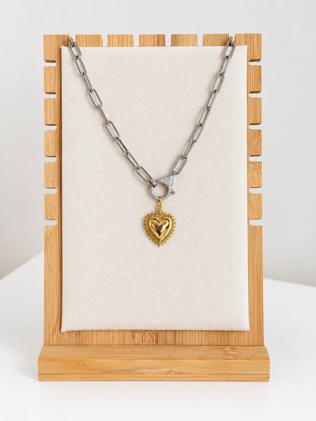 Mixed-Metail Lobster Clasp Charm Necklace