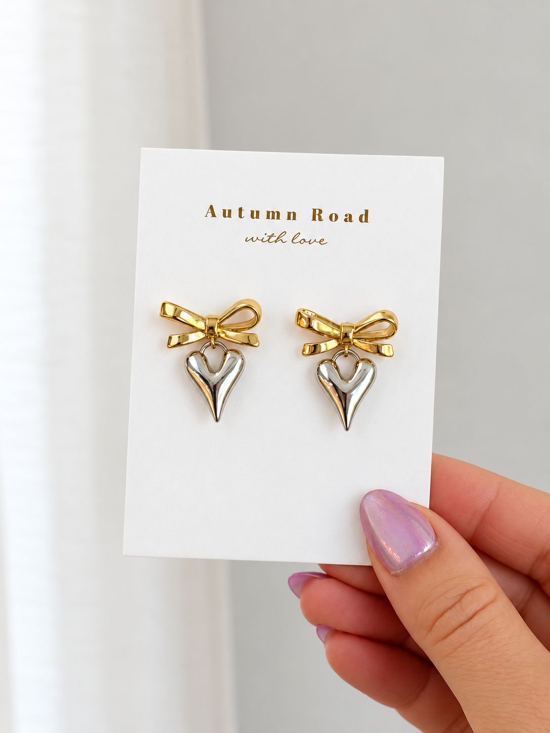 Mixed-Metal Heart Drop Earrings