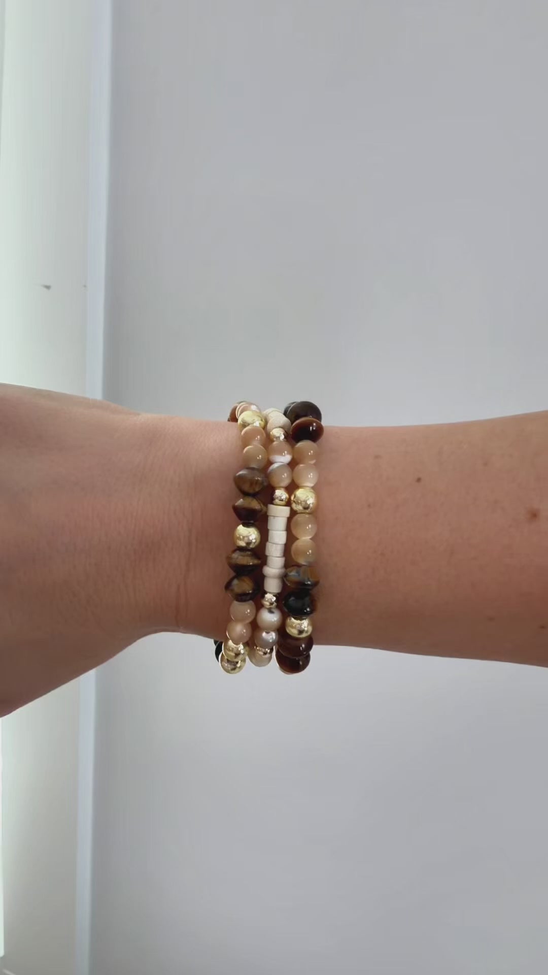 Maria Neutral Stone Bracelet Stack
