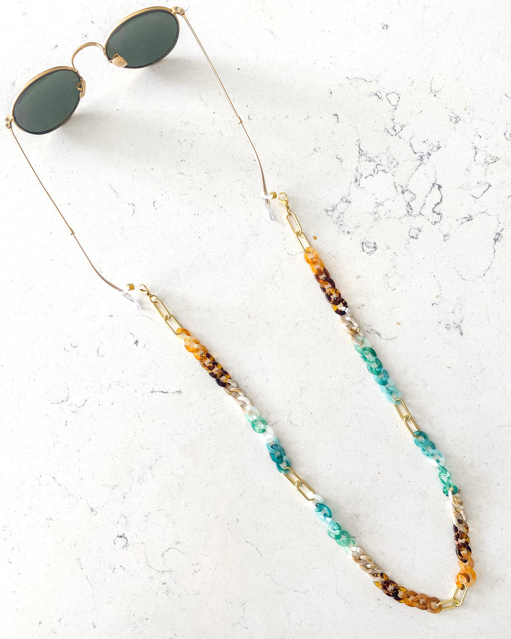 Emerald/Tan Sunglasses Chain
