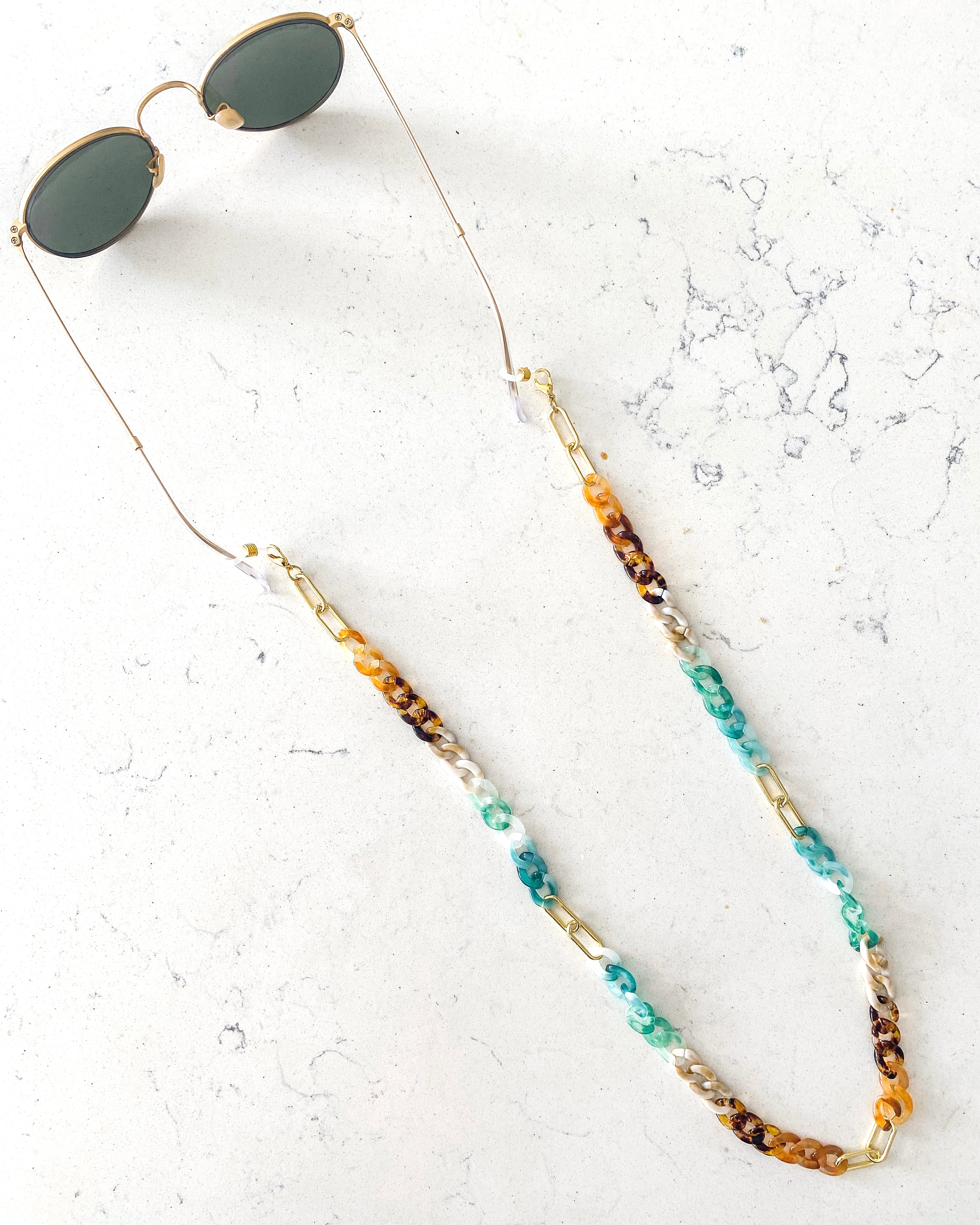 Emerald/Tan Sunglasses Chain