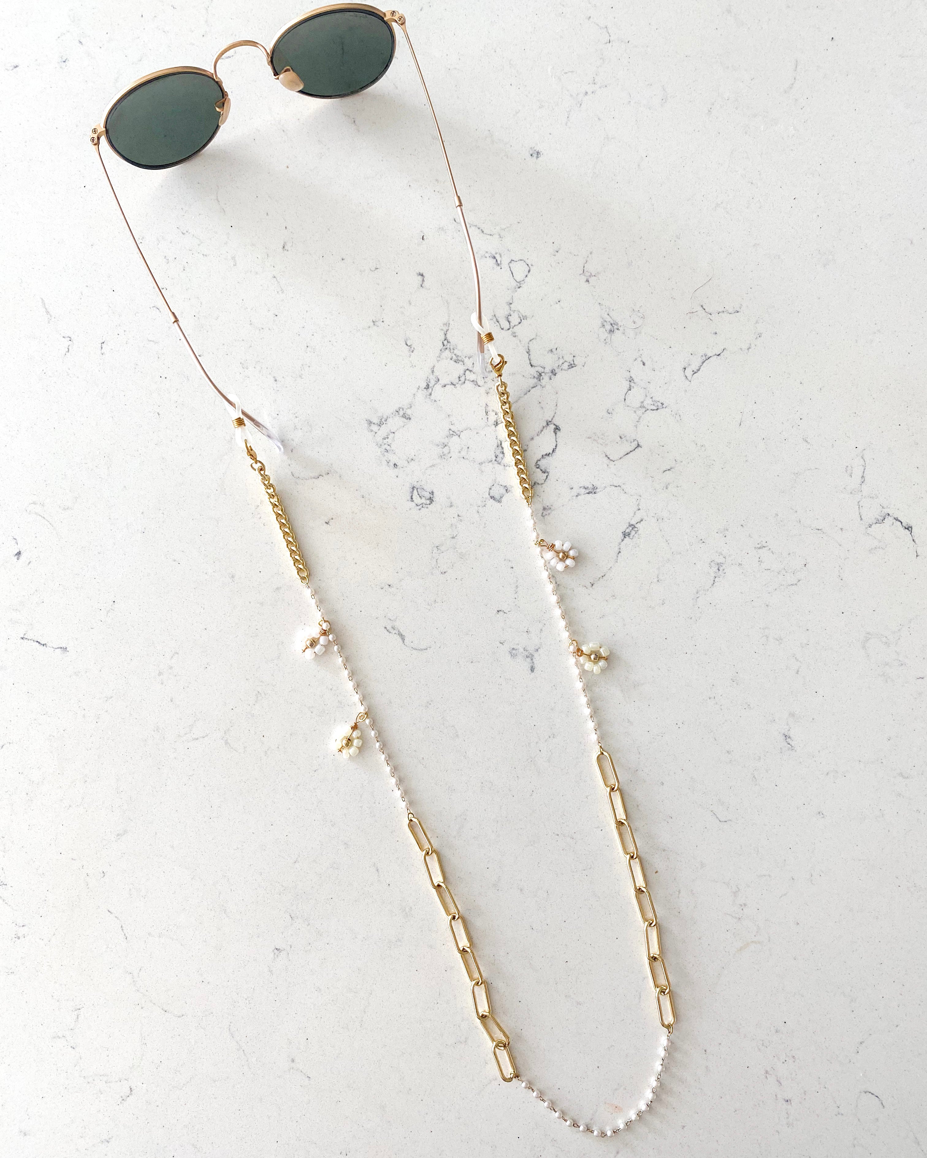 Retro Gold & Pearl Sunglasses Chain