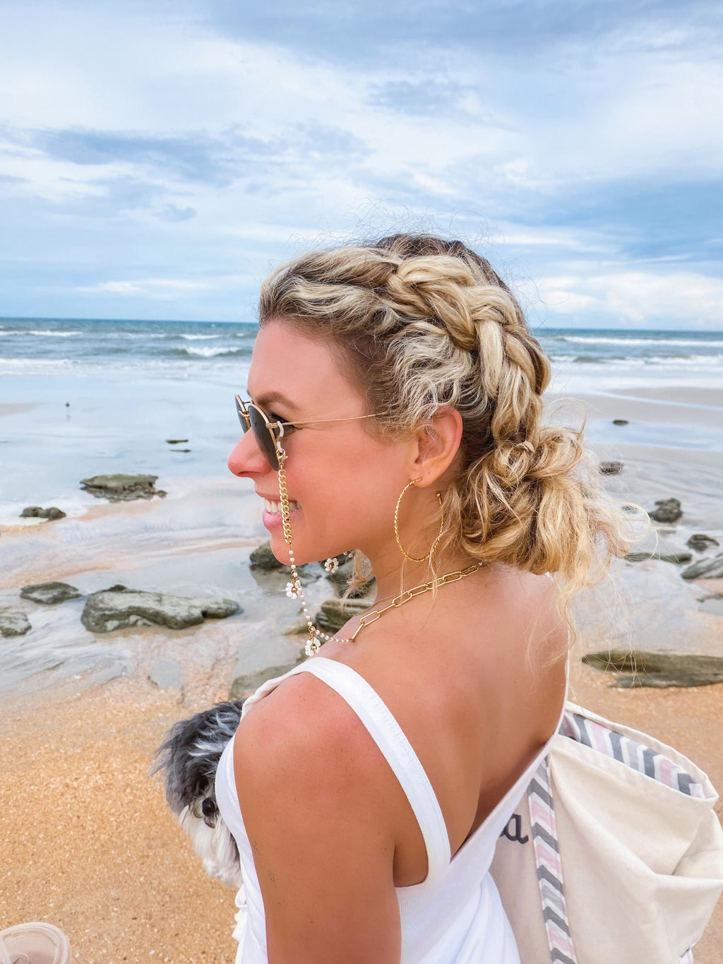Retro Gold & Pearl Sunglasses Chain